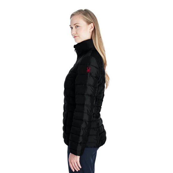 Spyder Size Medium Supreme Black & Red Zip Up Puffer Coat Women's - Picture 2 of 15